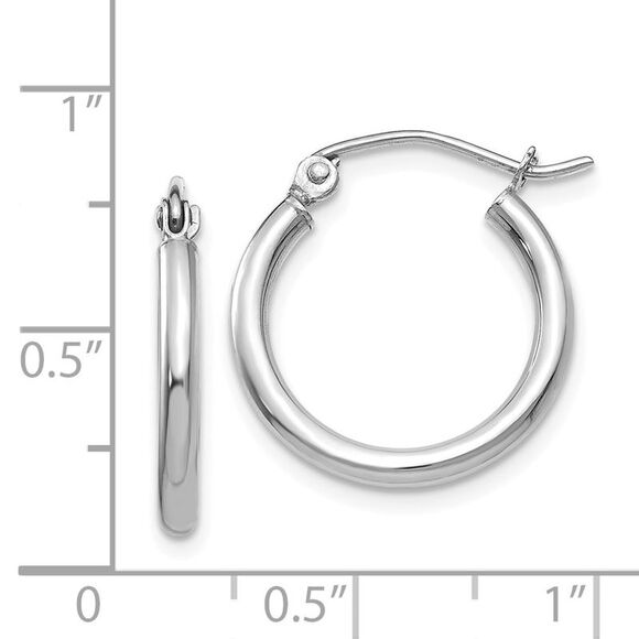 2mm, 14k White Gold Classic Round Hoop Earrings, 17mm (5/8 Inch) - Picture 3 of 4